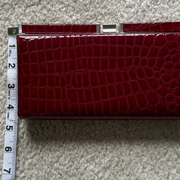 LOFT Patent Clutch / Purse - Red Embossed Animal Print - Picture 7 of 8